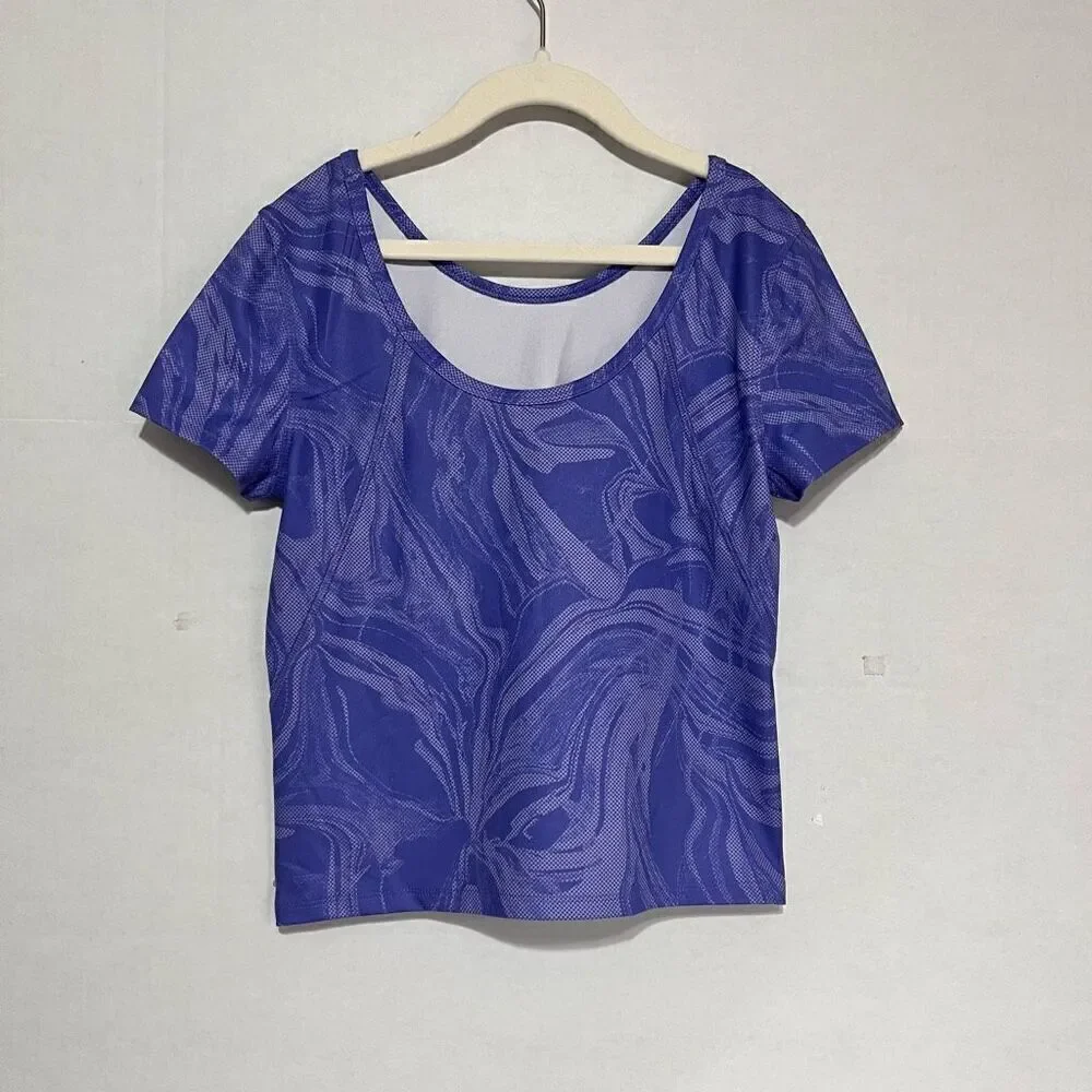 Avia Girls Stretch Ballerina Top  Purple Short Sleeve   Sz L 10-12